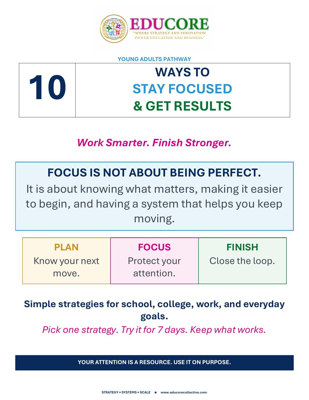 Cover of 10 Ways to Stay Focused & Get Results